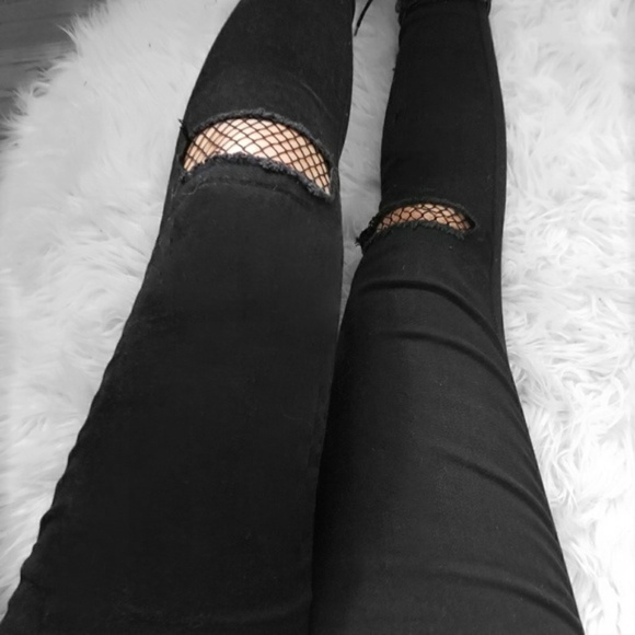fishnet jeans black